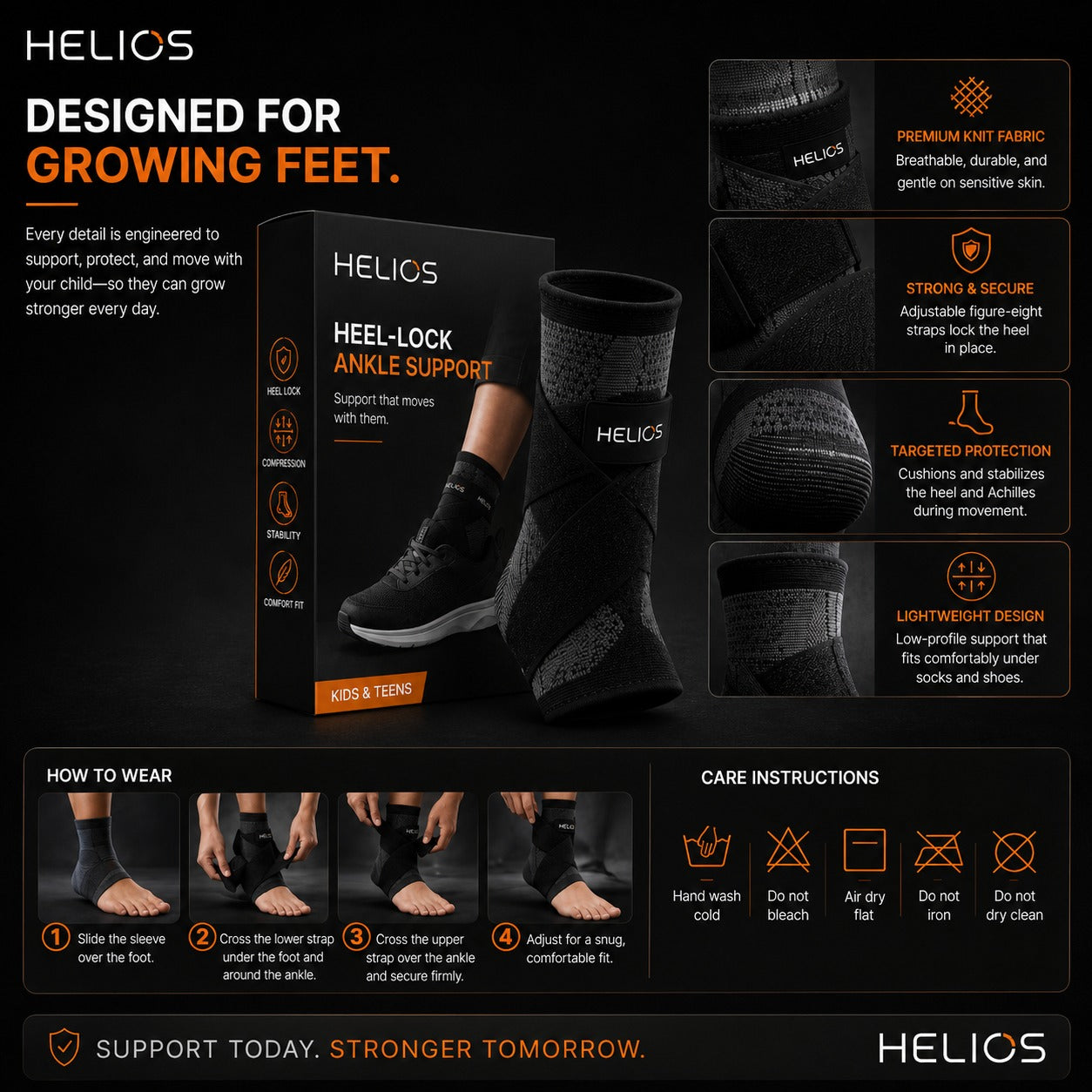 Helios Recover - Youth Heel and Growth Plate Support Sleeve